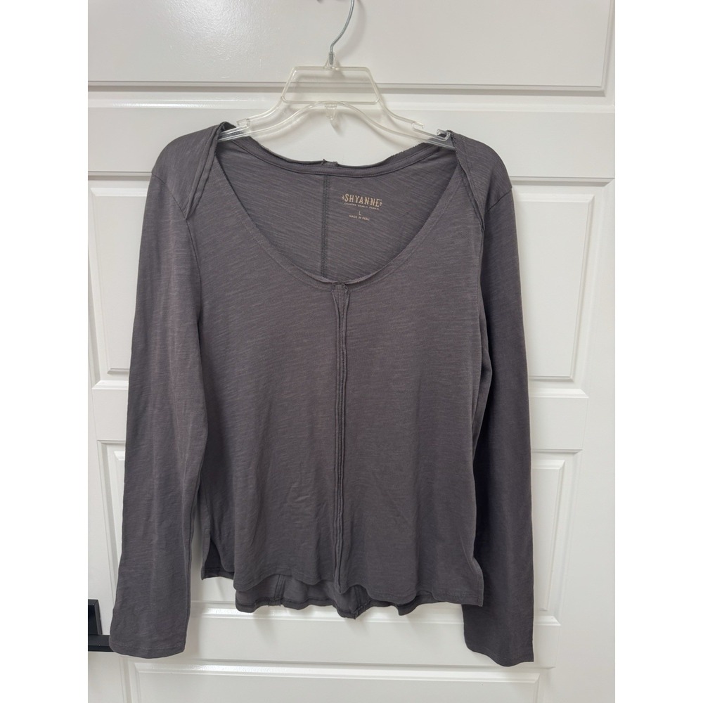 Shyanne Womens Gray Knit Pullover Top Long Sleeve Hi Lo Hem Large